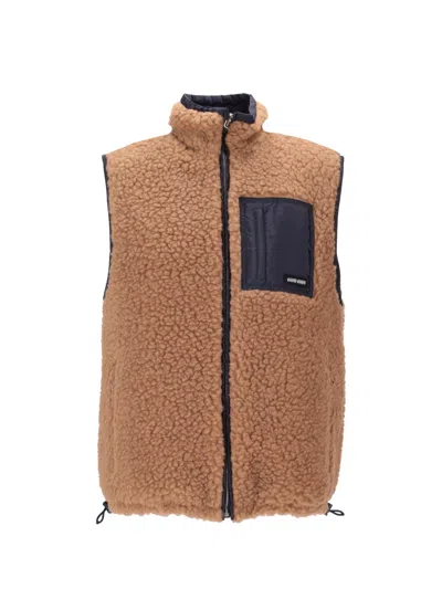 Miu Miu Women Light Brown Textured Mock Collar Jacket