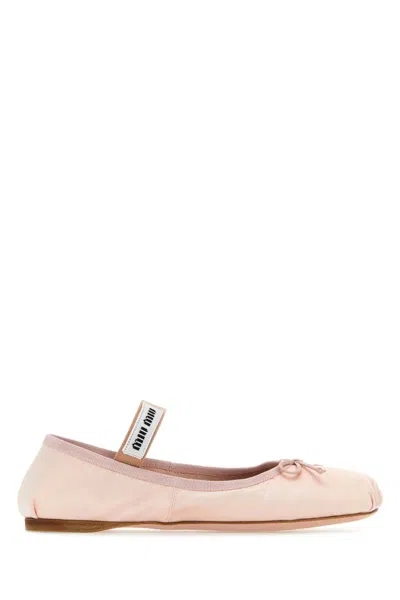 Miu Miu Women Light Pink Satin Ballerinas