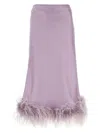 Miu Miu Feather Trim Satin Skirt In Purple