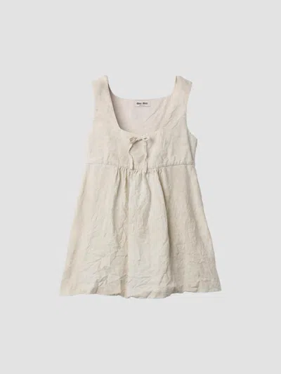 Miu Miu Women's Linen Mini Dress In White