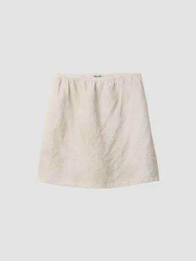 Miu Miu Women's Linen Skirt In Beige