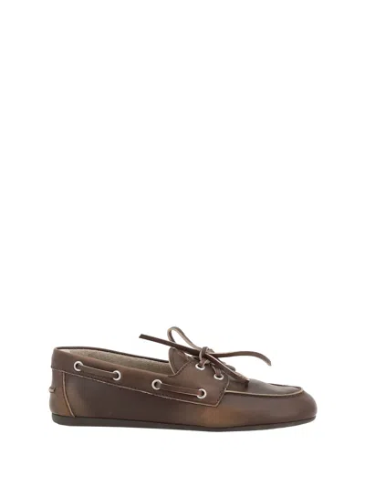 Miu Miu Women Loafer Shoes In Brown