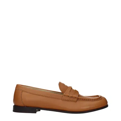 Miu Miu Women's Loafers Leather Brown/cognac