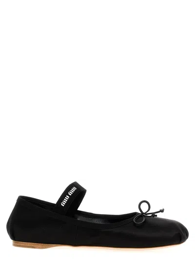 Miu Miu Women Logo Ballet Flats In Black
