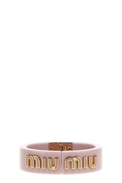 Miu Miu Women Logo Bracelet In Pink