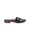 Miu Miu Open-toe Black Patent Sandals With Decorative Studs In Black