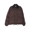 Miu Miu Leather-collar Puffer Jacket In Brown