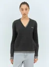 Miu Miu Women Logo Emboidery Sweater In Gray