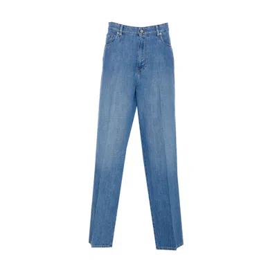 Miu Miu Women Logo Jeans In Blue