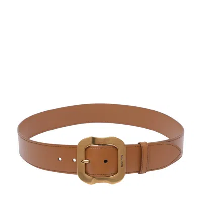 Miu Miu Women Logo Leather Belt