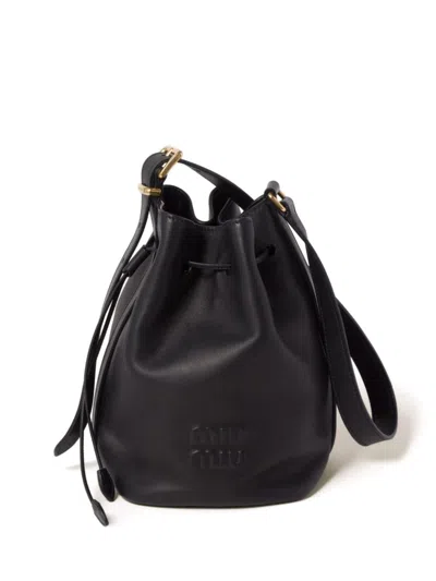 Miu Miu Women Logo Leather Bucket Bag