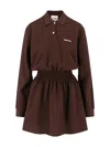 Miu Miu Logo-print Cotton Dress In Brown