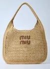 Miu Miu Women Logo Motif Crochet Shoulder Bag In Multi
