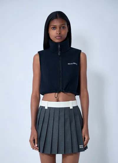Miu Miu Women Logo Motif Gilet In Blue