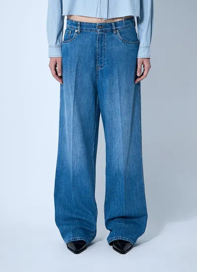 Miu Miu Women Logo Motif Jeans In Blue