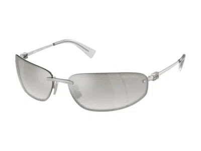Pre-owned Miu Miu Women's Logo Nocturne Sunglasses In Clear Silver Gradient (0mu A50s 1bc8h1)