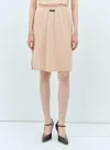 Miu Miu Women Logo Patch Jersey Skirt In Neutral