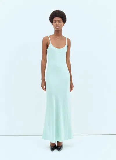 Miu Miu Women Logo Patch Satin Dress In Green