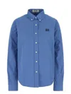 Miu Miu Button-detailed Cotton-poplin Shirt In Blue