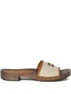 Miu Miu Logo Leather-trimmed Canvas Clogs