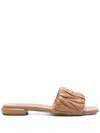 Miu Miu Matelassé Nappa Leather Slides In Brown