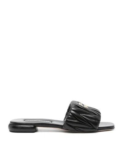 MIU MIU MIU MIU WOMEN MATELASSE` LEATHER SANDALS