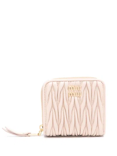 Miu Miu Women Matelassé Leather Wallet In Multicolor
