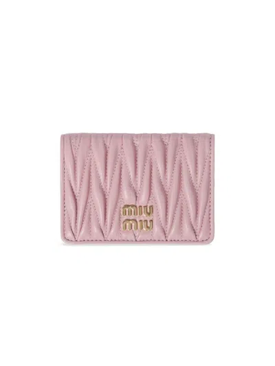 Miu Miu Women's Matelassé Nappa Leather Card Holder In Pink