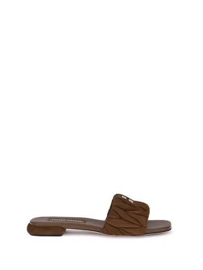 Miu Miu Women Matelassé Nappa Leather Sandals In Black