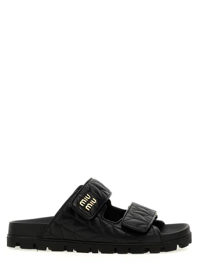 Miu Miu Women Matelassé Nappa Sandals In Black