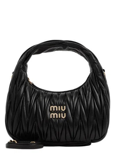 MIU MIU WOMEN'S MATELASSE S BLACK CONVERTIBLE SACK BAG