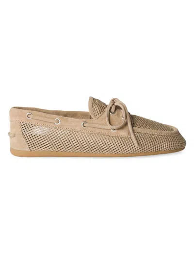 Miu Miu Perforated Suede Loafers In Brown