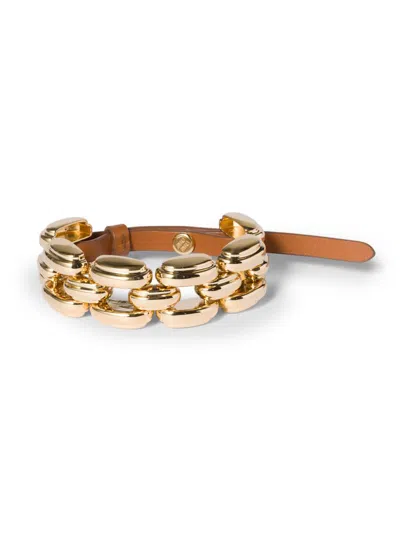 Miu Miu Metal And Leather Bracelet In Brown