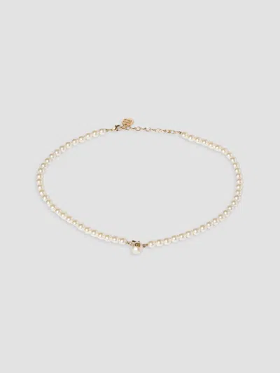 Miu Miu Women's Metal And Pearl Necklace In Gray