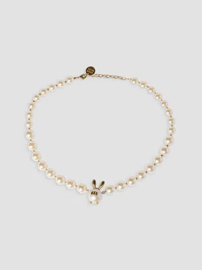 Miu Miu Women's Metal And Pearl Necklace In White