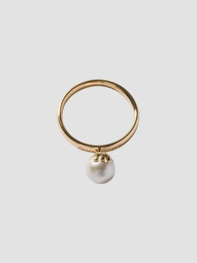 Miu Miu Women's Metal And Pearl Ring In Gold