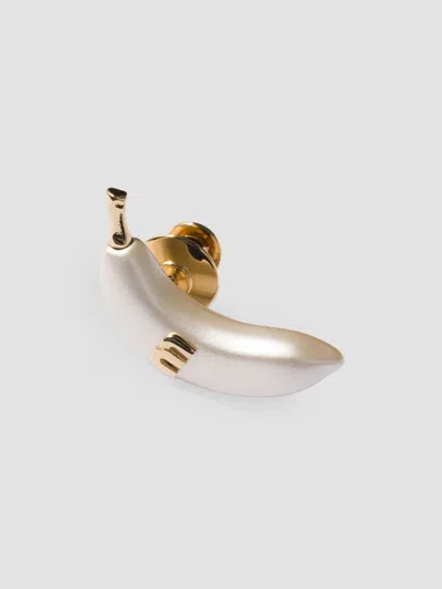 Miu Miu Women's Metal Brooch In Gold White