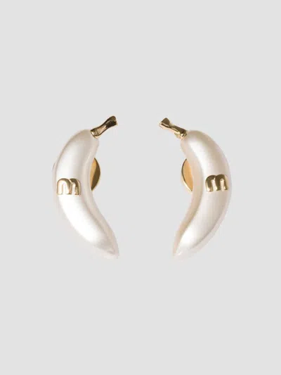 Miu Miu Women's Metal Earrings In Gold White