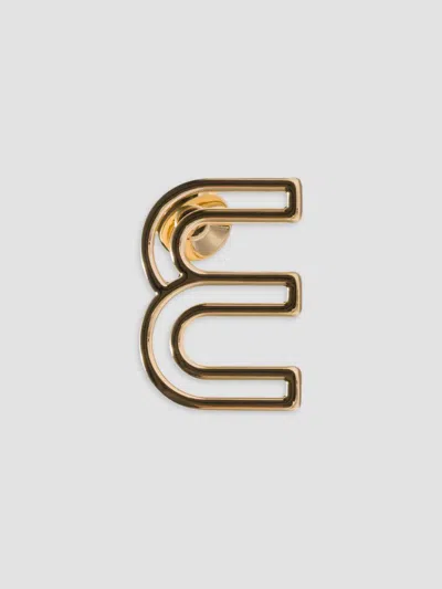 Miu Miu Women's Metal Logo Brooch In Gold Black