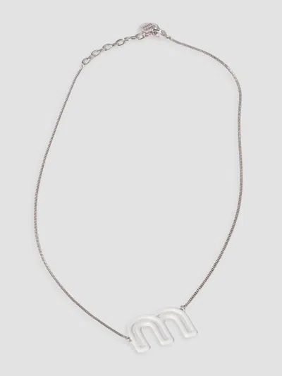 Miu Miu Women's Metal Necklace In Silver