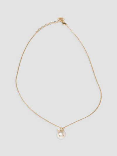 Miu Miu Women's Metal Necklace With Pendant In Gold