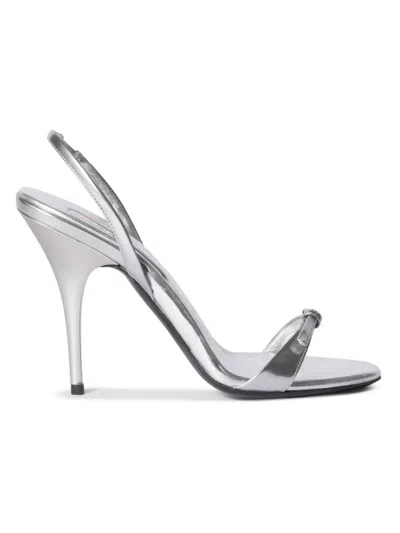 Miu Miu Women's Metallic Leather Sandals In Silver