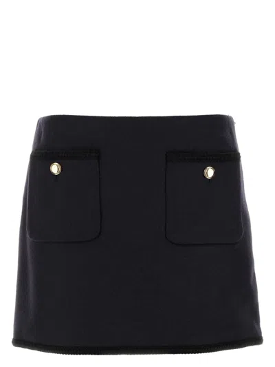MIU MIU WOMEN'S MIDNIGHT BLUE WOOL MINI SKIRT