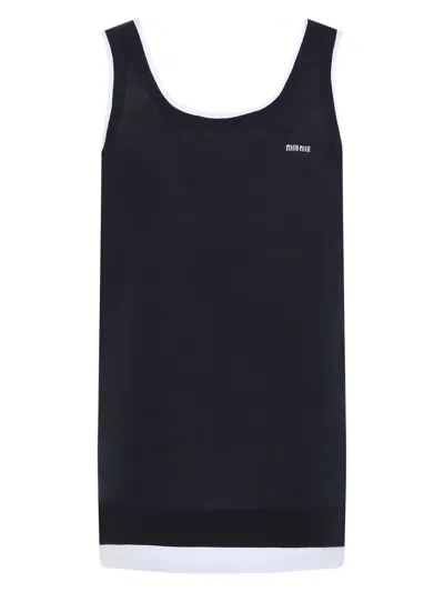 MIU MIU WOMEN'S MIDNIGHT STRETCH SILK BLEND DRESS