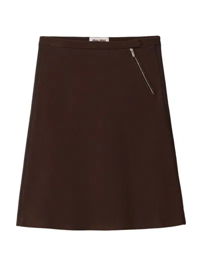 Miu Miu Women's Milano Rib Knit Skirt In Brown