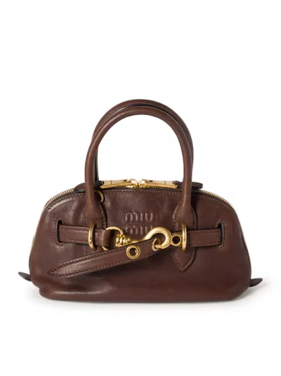 Miu Miu Women Mini Aventure Bag In Nappa In Brown