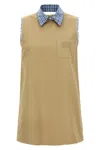 Miu Miu Mini Layered Dress Dresses Beige In Nude