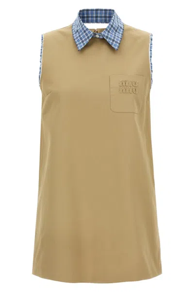 MIU MIU MIU MIU WOMEN MINI LAYERED DRESS