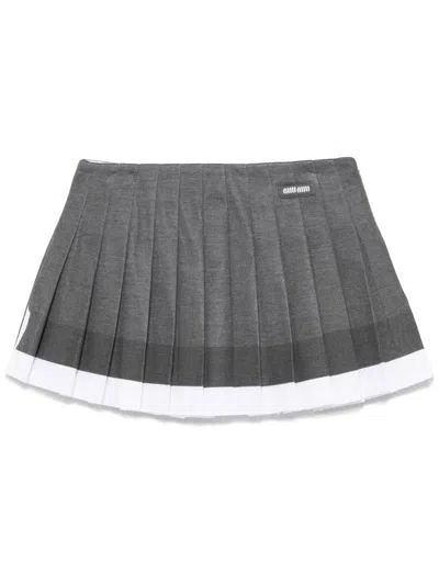Miu Miu Women Pleated Mini Skirt In Multicolor
