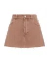 Miu Miu Mini Skirt In Denim In Brown